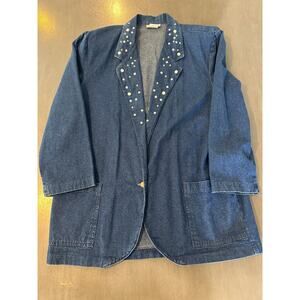 Y2K Vintage Ideas 100% cotton Denim Studded Jeweled Denim Jacket size XL
